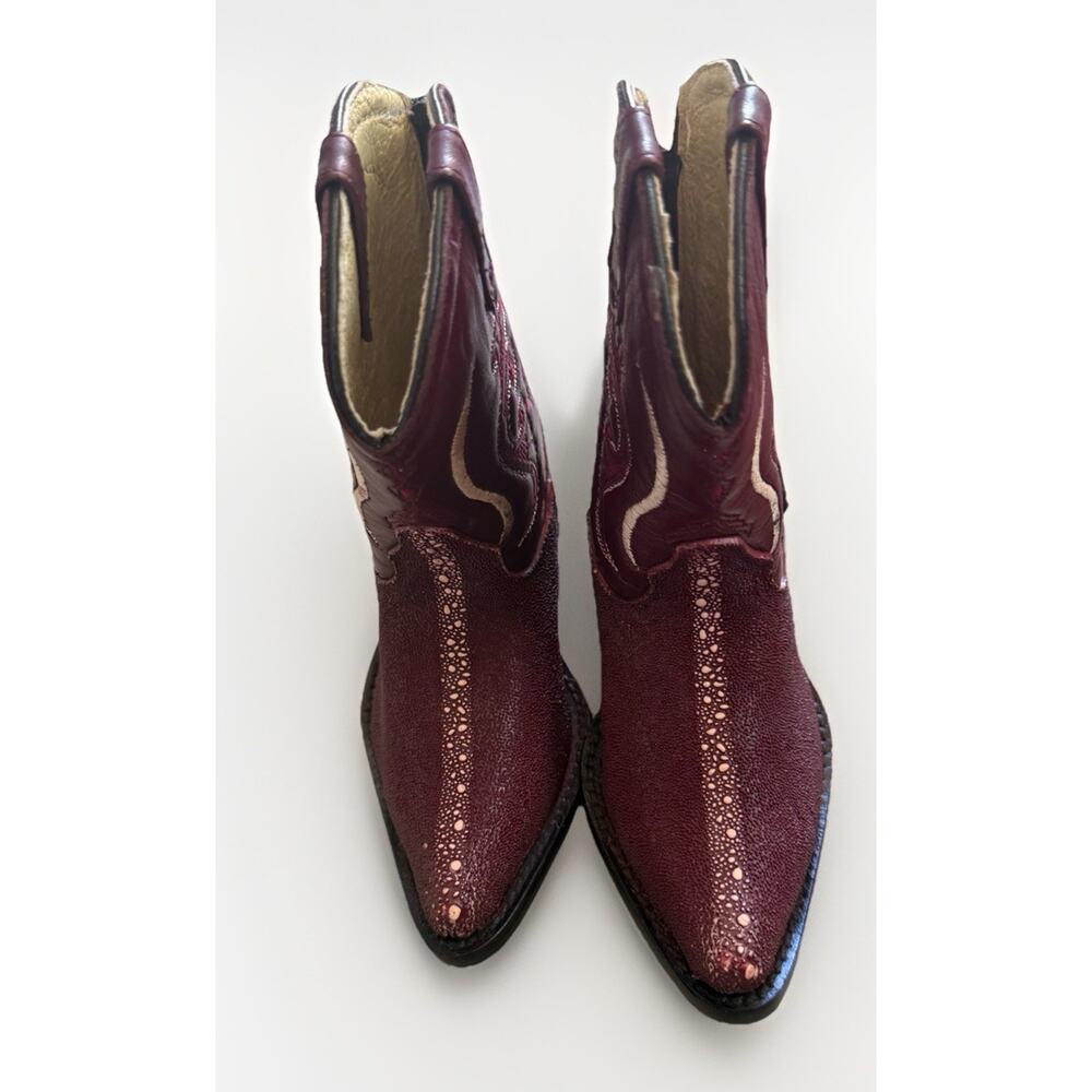 Alamo Toddler Cowboy Boots Size 13 Burgundy Stitched Snip Toe Zip Up